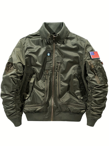 Cálida chaqueta táctica bomber con cuello alto para hombre | Perfecta para actividades al aire libre