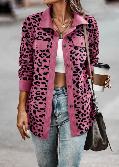 Chaqueta chic de mujer con estampado de leopardo