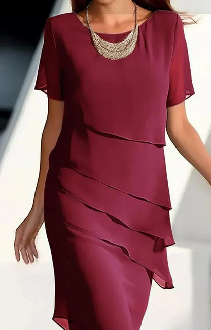 Vestido elegante con pliegues y ligereza