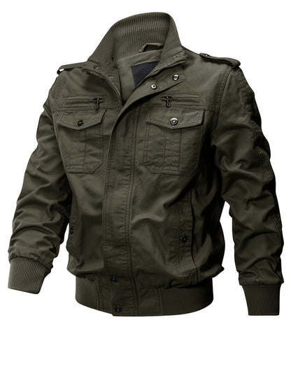 Cálida chaqueta de piloto de camuflaje con múltiples bolsillos para hombre | Perfecta para actividades al aire libre
