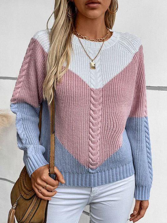 Mila | Jersey de mujer de manga larga y cuello redondo en bloques de color