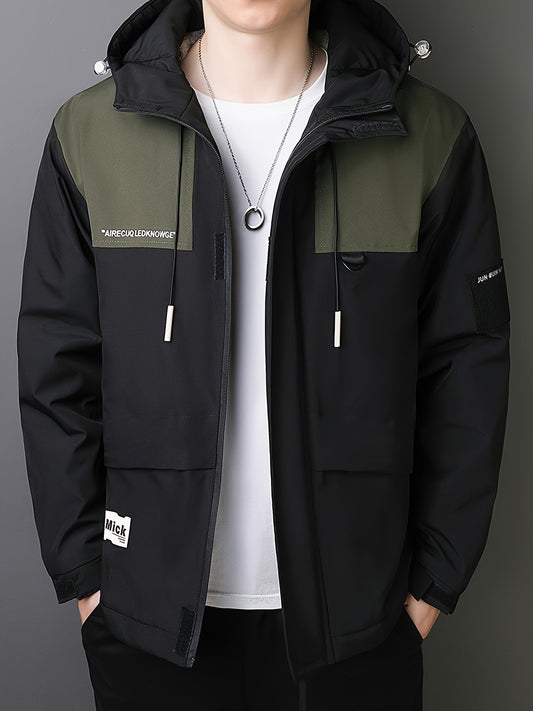 Casual de algodón con capucha y cremallera chaqueta de invierno para los hombres | Perfecto para actividades al aire libre