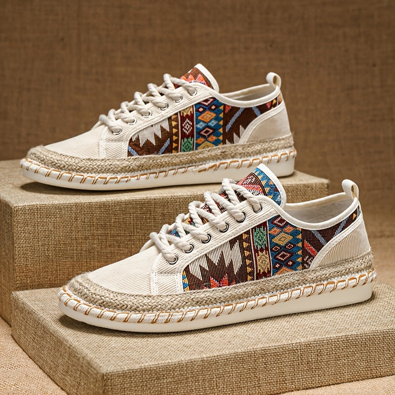 Damskie Tenisówki Espadryle W Wzór Geometryczny