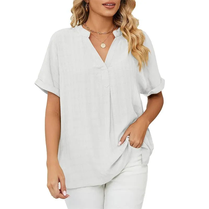 Elegante blusa con cuello en V para mujer