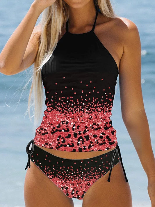 Bañador con estilo con estampado en un motivo dividido