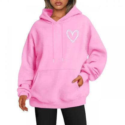 Elisa | Sudadera casual oversize con estampado de corazones en el pecho y bolsillo - ideal para otoño/invierno