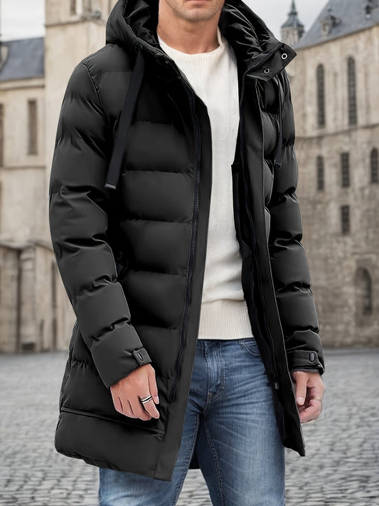 Chaqueta de invierno acolchada con capucha larga y cálida para hombre | Perfecta para actividades al aire libre