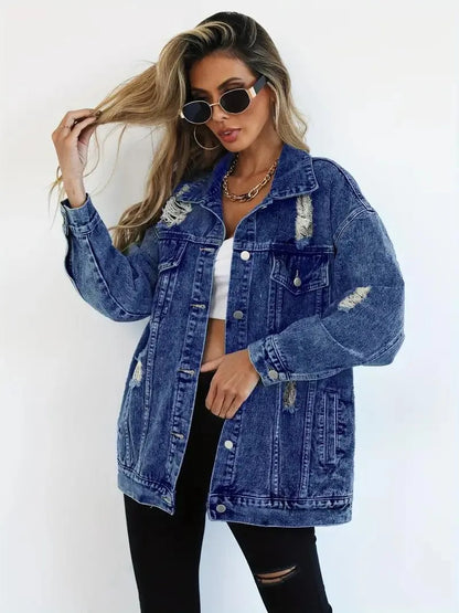 Chaqueta vaquera oversize de moda para mujer