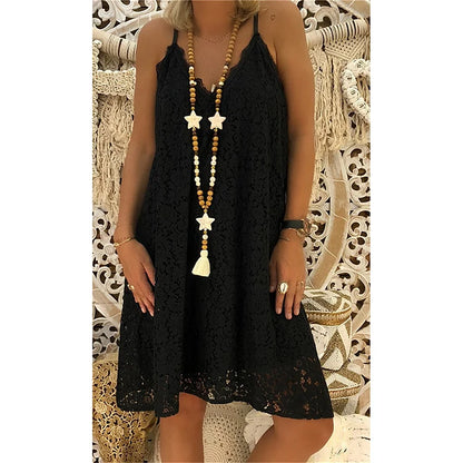 Vestido sin tirantes con detalles de encaje