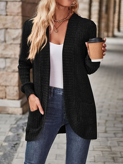 Emilia - Chaleco abierto liso con bolsillos, mujer