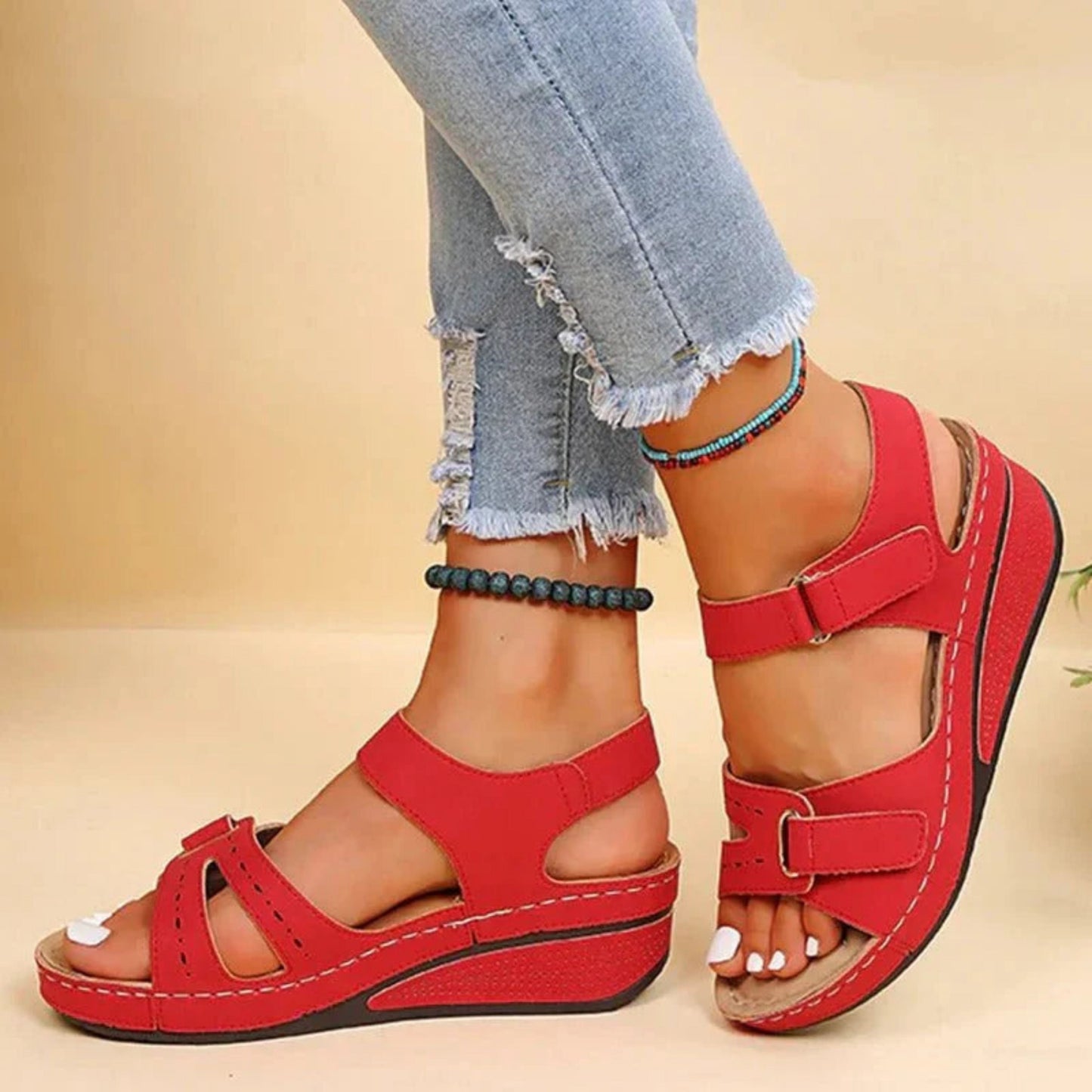 Liliana® | Sandalias de tacón de cuña para mujer con cierre de hebilla ajustable