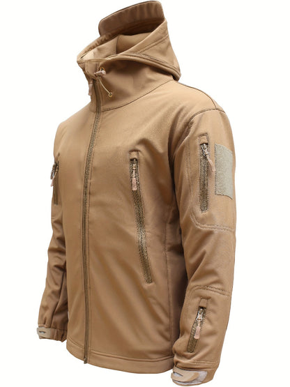 Chaqueta de forro polar con capucha y bolsillos con cremallera para hombre | Perfecta para actividades al aire libre