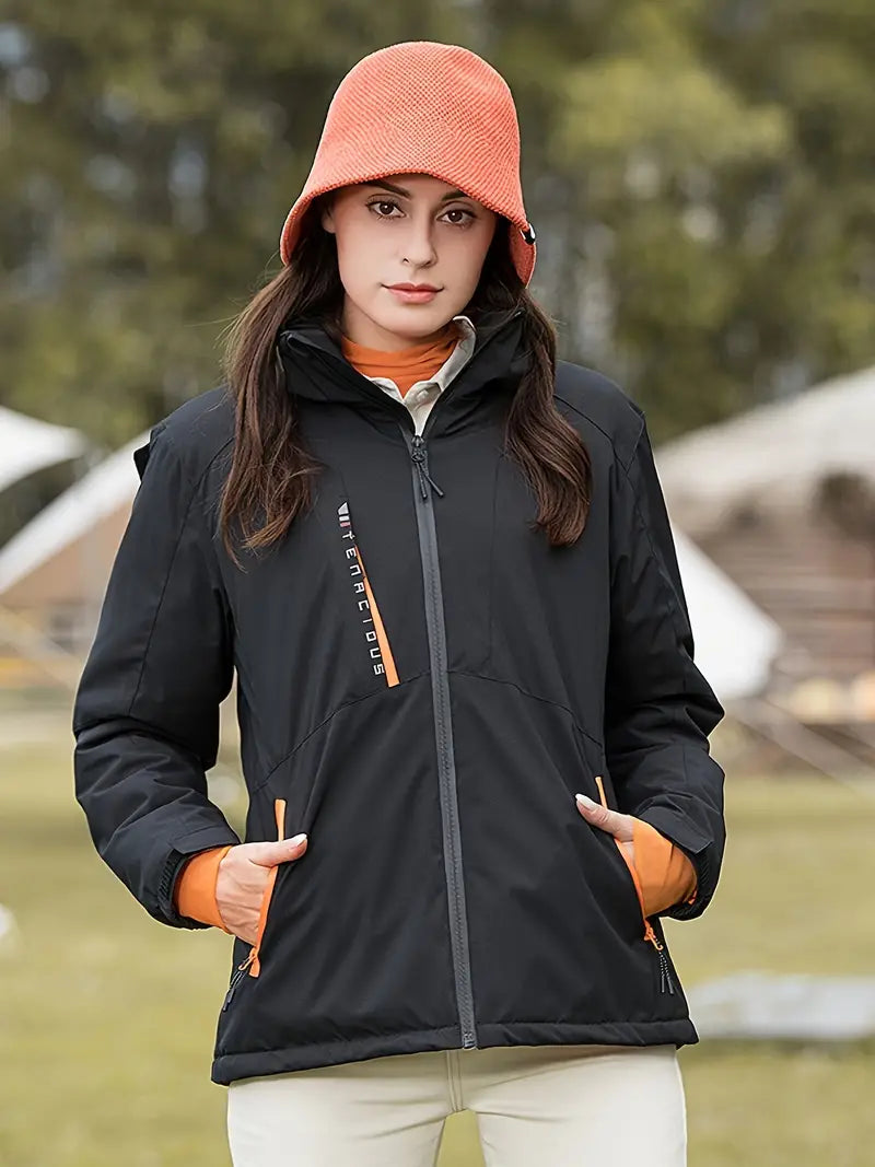 Chaqueta impermeable con capucha para mujer