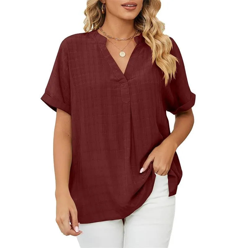 Elegante blusa con cuello en V para mujer