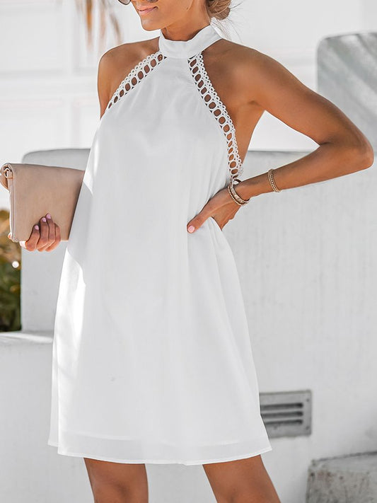 Mini vestido de encaje blanco