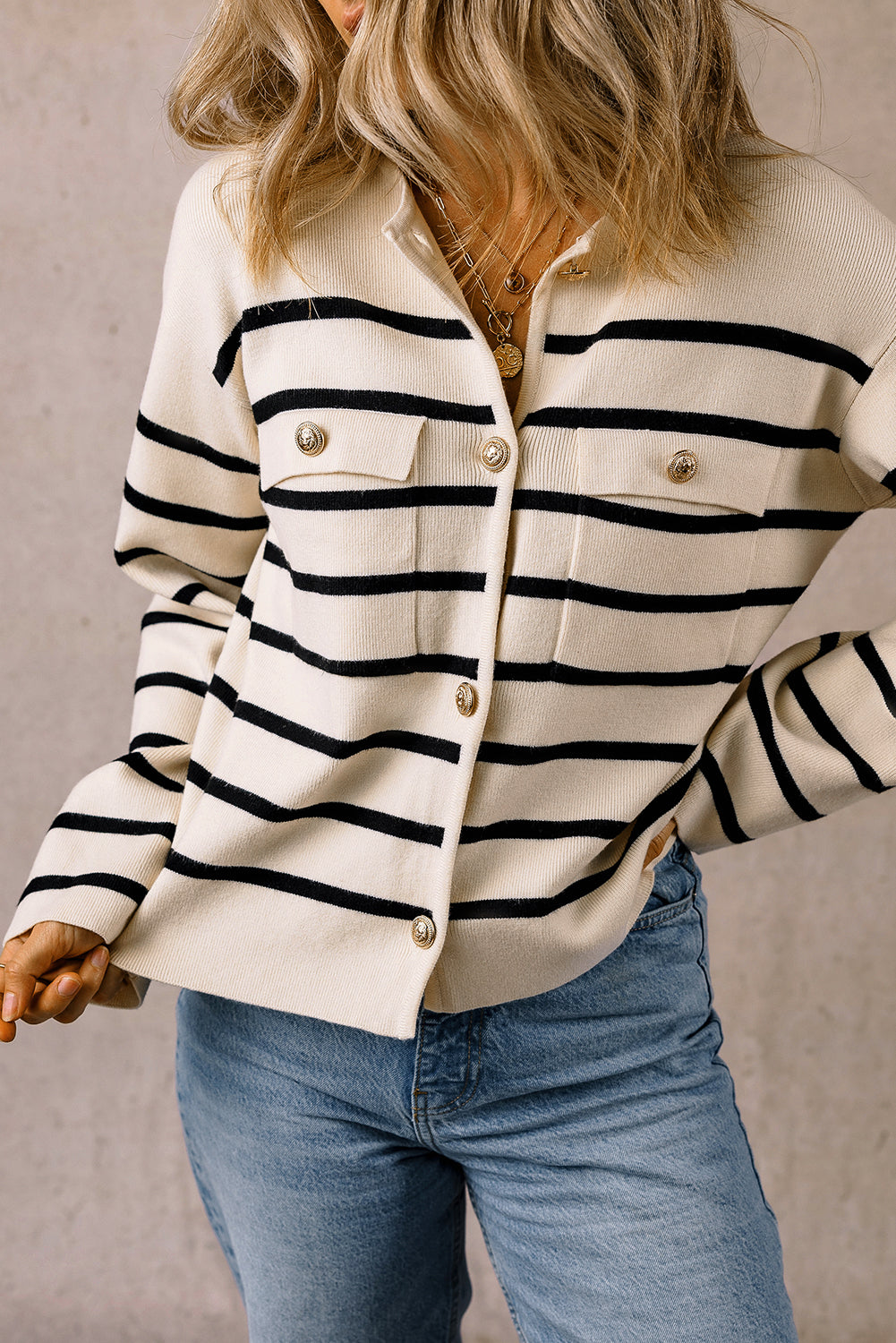 Merly | Chic y encantador cárdigan de rayas con botones