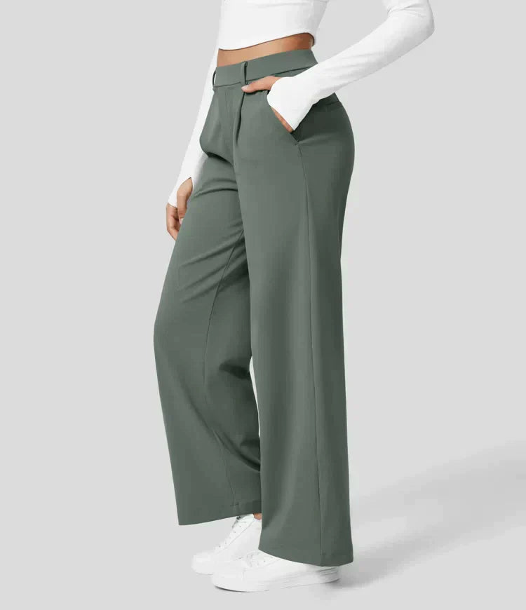 Grace - Pantalones rectos elásticos de talle alto para mujer