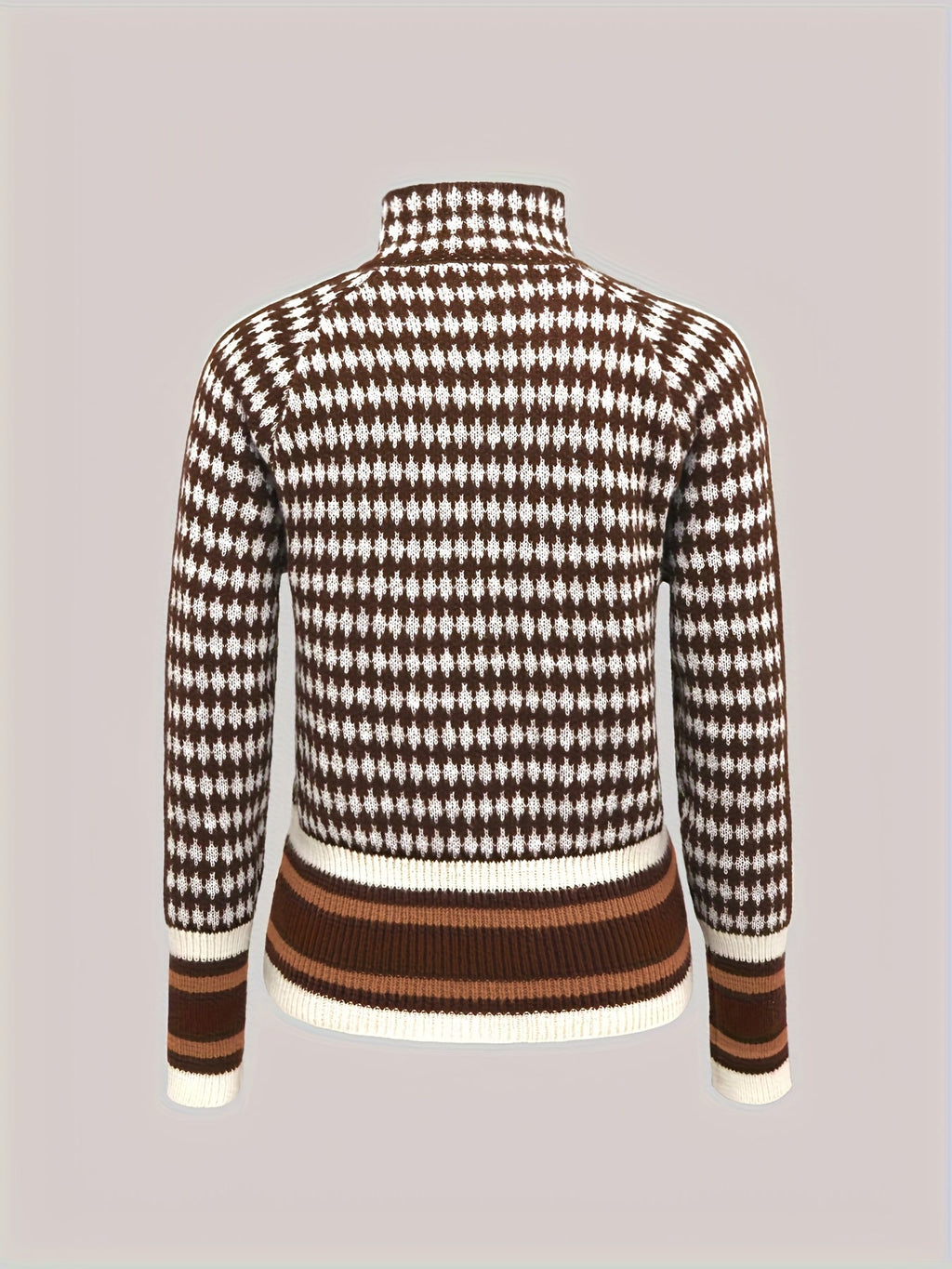 Sweter Damski Pepitka Stójka na Zamek