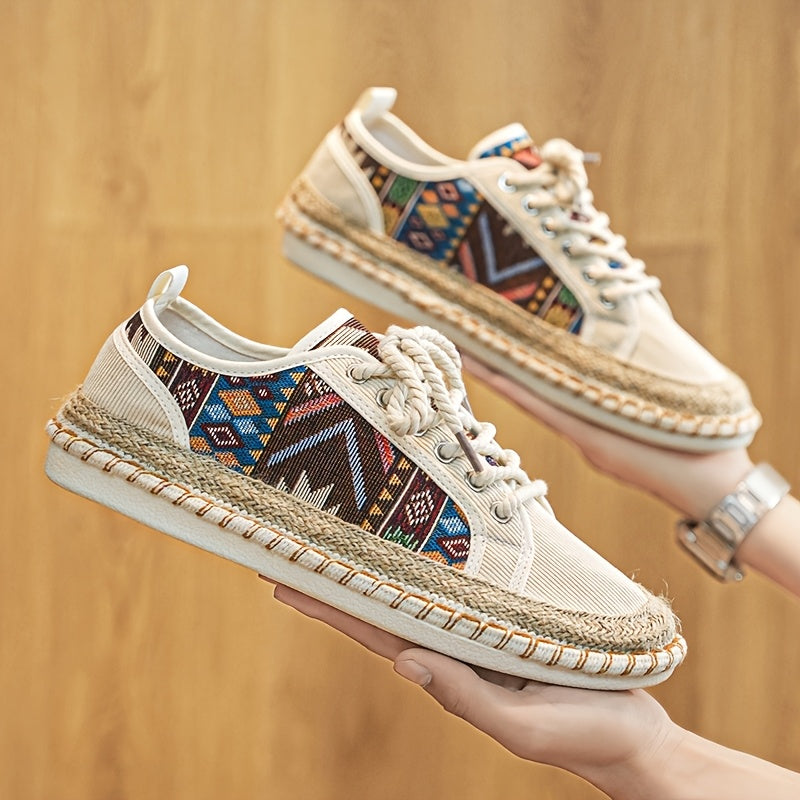 Damskie Tenisówki Espadryle W Wzór Geometryczny