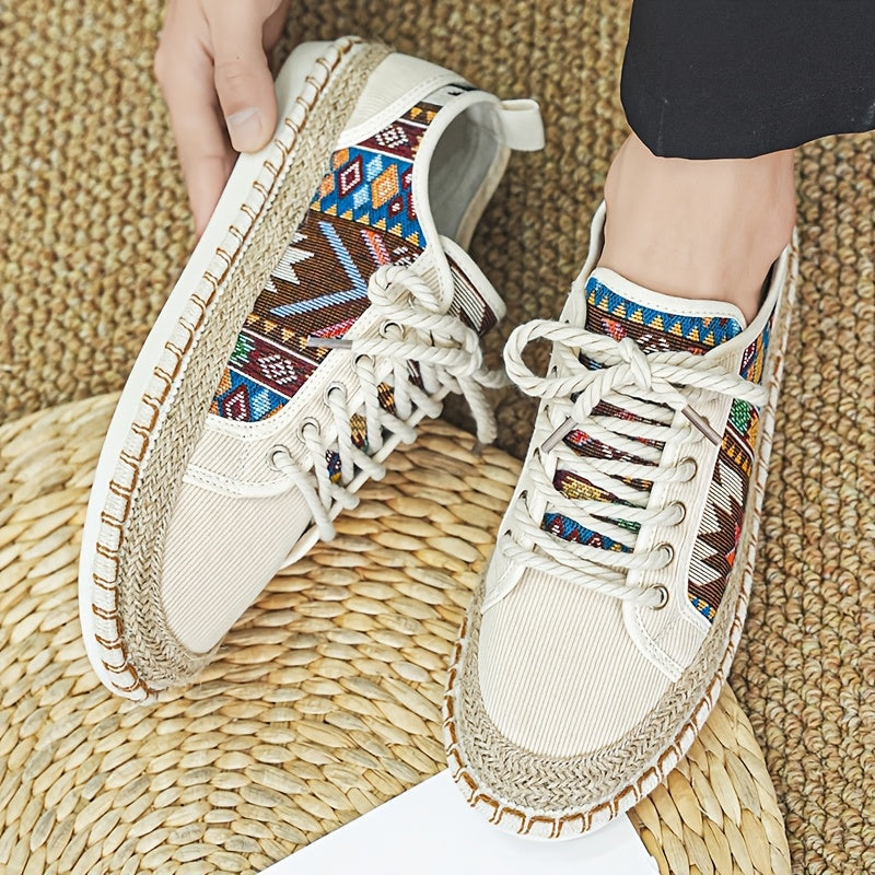 Damskie Tenisówki Espadryle W Wzór Geometryczny