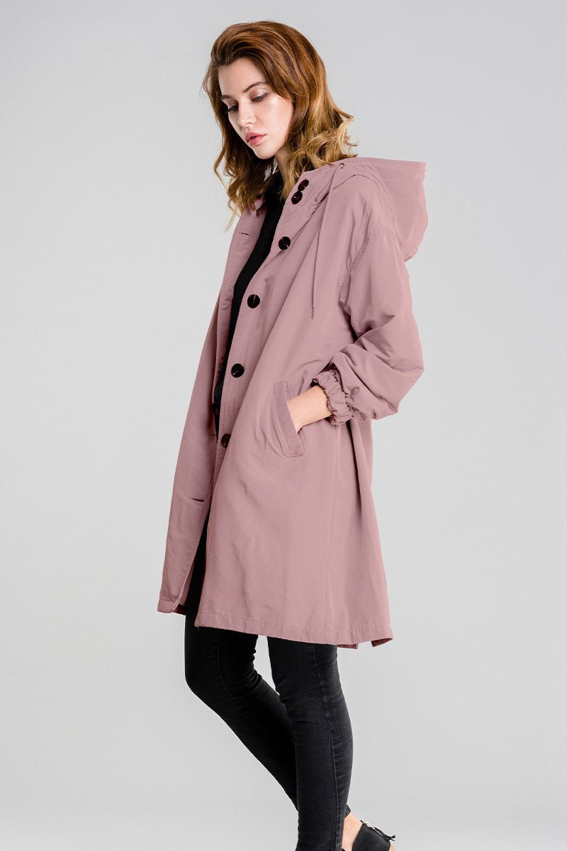 Chubasquero casual impermeable de gran tamaño con capucha y protección contra el viento para mujer | Perfecto para otoño/invierno
