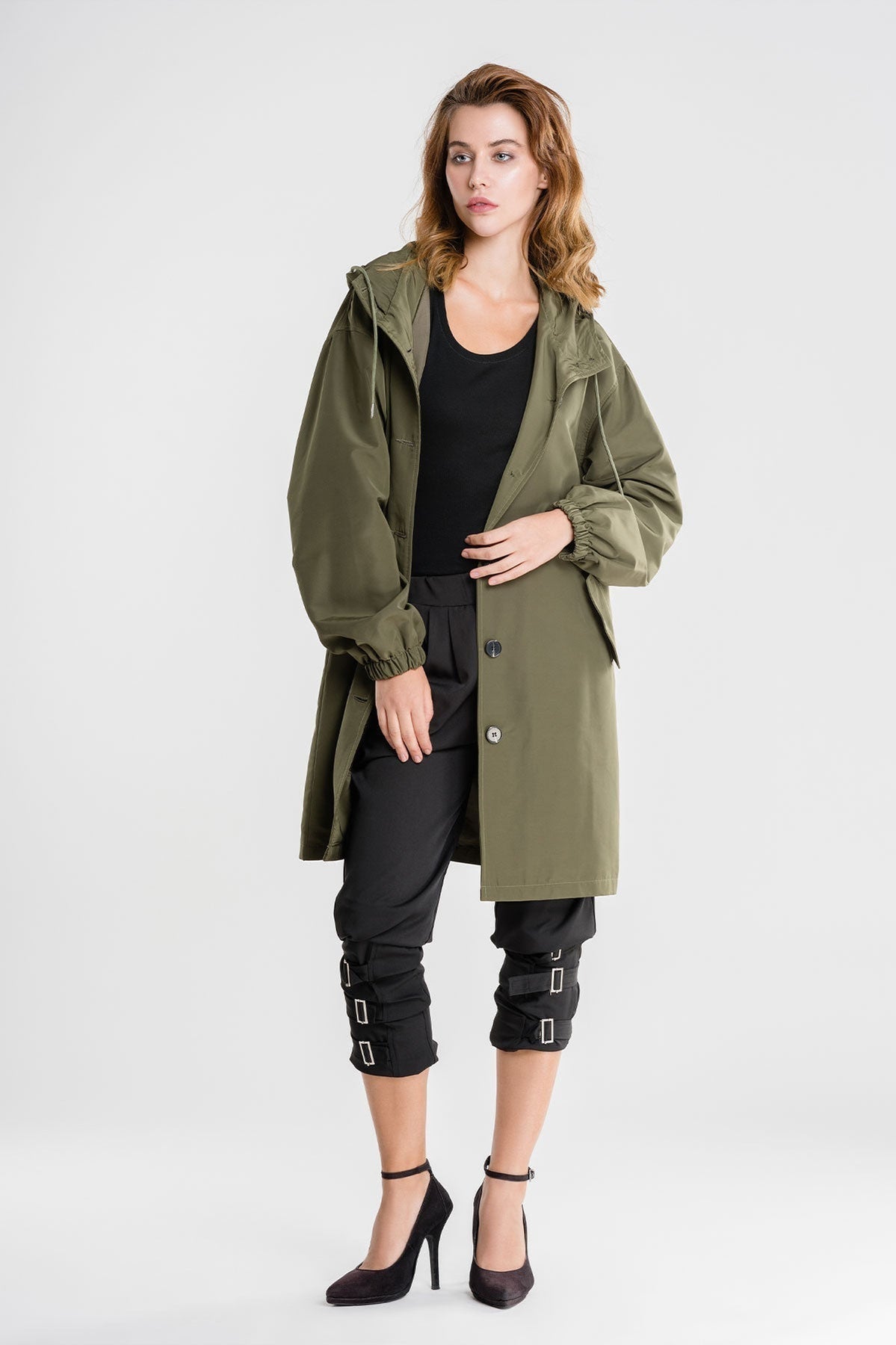 Chubasquero casual impermeable de gran tamaño con capucha y protección contra el viento para mujer | Perfecto para otoño/invierno