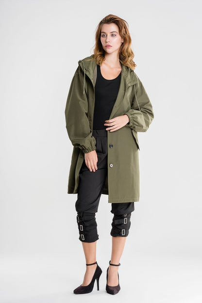 Chubasquero casual impermeable de gran tamaño con capucha y protección contra el viento para mujer | Perfecto para otoño/invierno