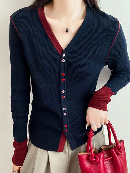 Dianna cardigan | Casual color block knitted cardigan