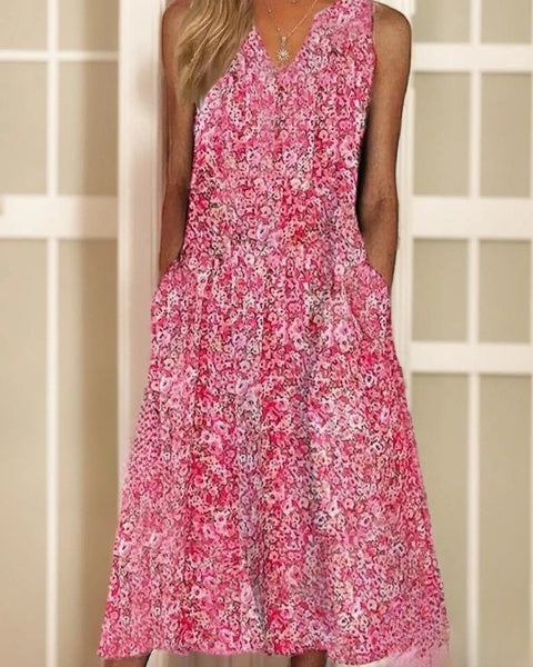 Vestido maxi de corte holgado con estampado floral y escote en V