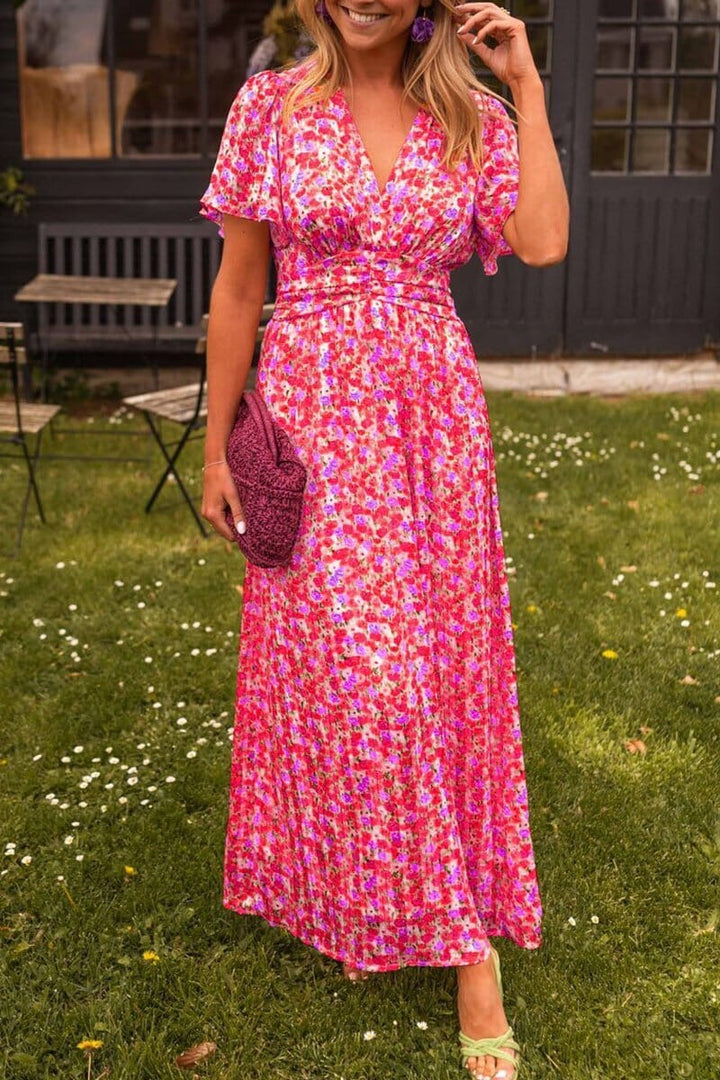 Elegante vestido largo con escote en V para mujer fiesta verano