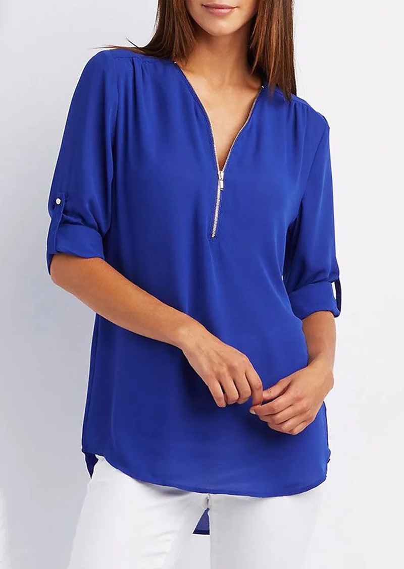 Leona | Elegante Blusa con Cuello en V para Mujer