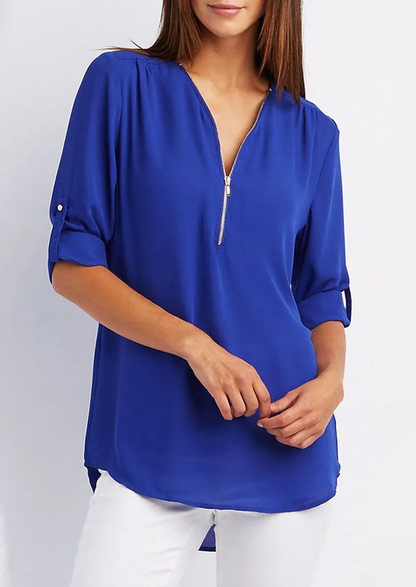 Leona | Elegante Blusa con Cuello en V para Mujer