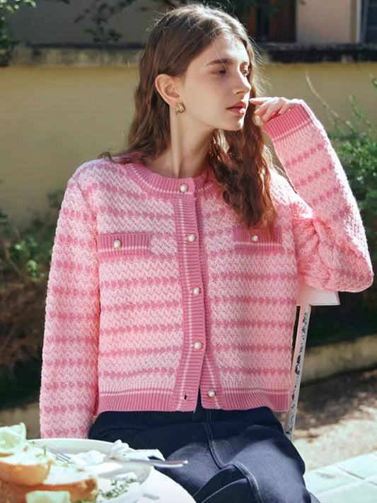 Flora Cardigan | Chaqueta de punto rosa de mujer