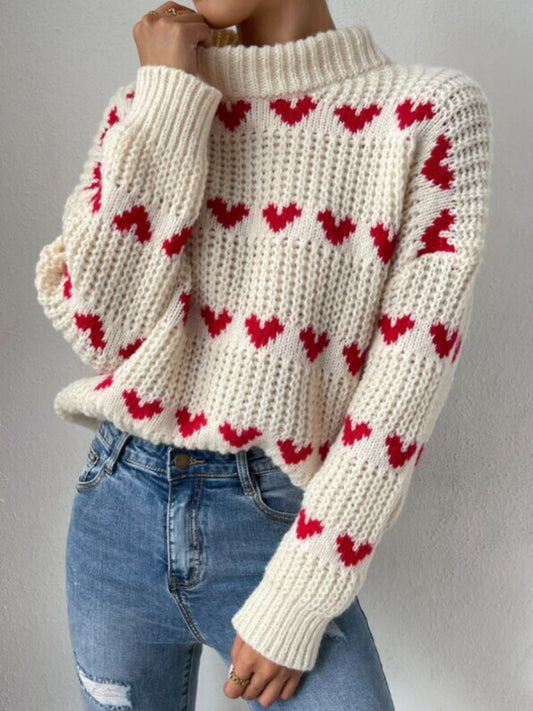 Klara - Jersey de punto rojo beige de mujer