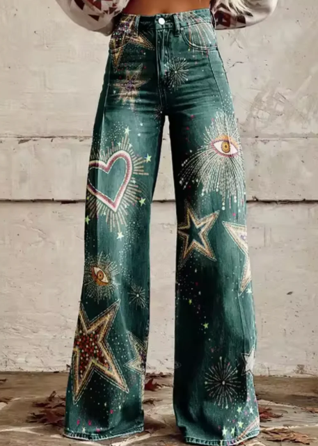 Pantalones anchos con estampado de colores