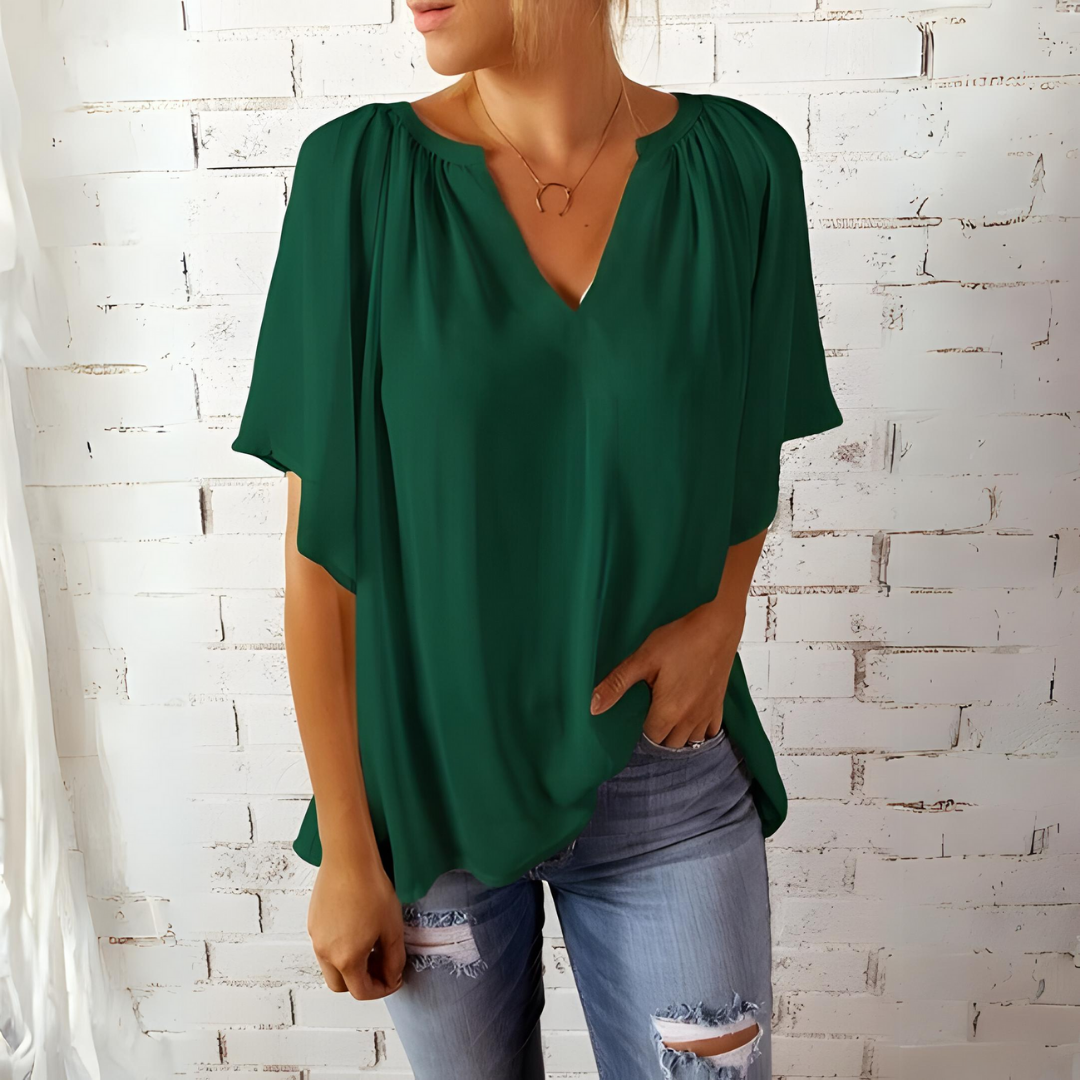 Tineke - Blusa elegante de mujer con cuello en V