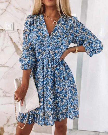 Vestido bohemio floral de manga corta