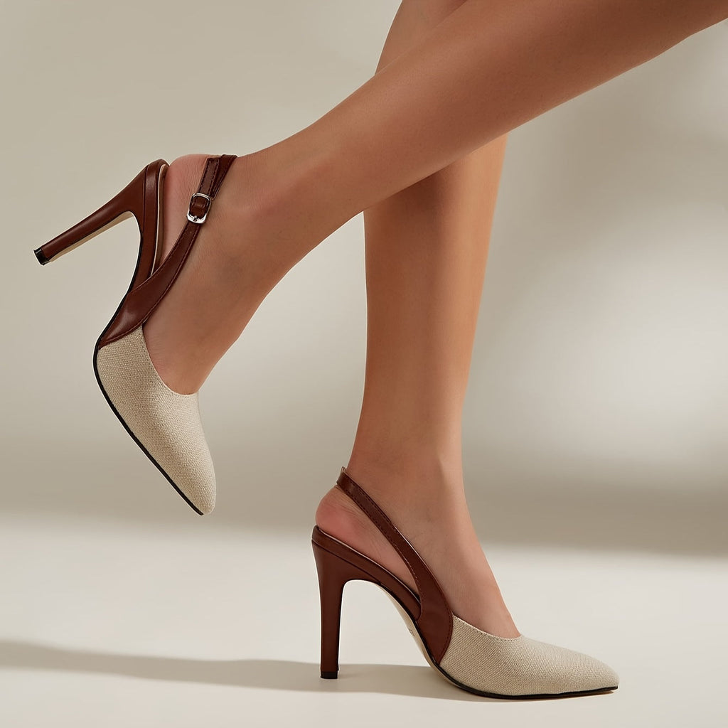 Damskie Szpilki Slingback ze Szpiczastym Noskiem