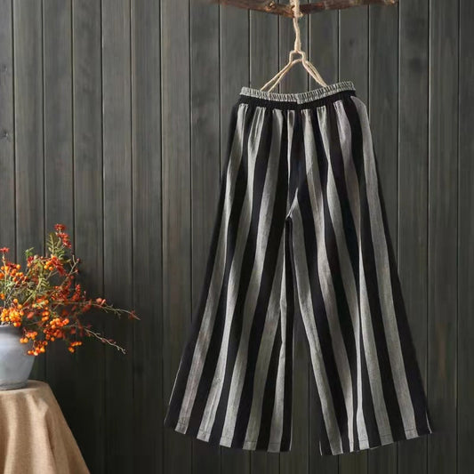Lena | Pantalones anchos a rayas | Casual Comfort | Mezcla de algodón