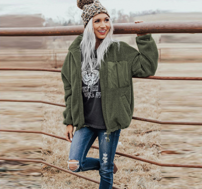 Chaqueta suelta y cálida para mujer