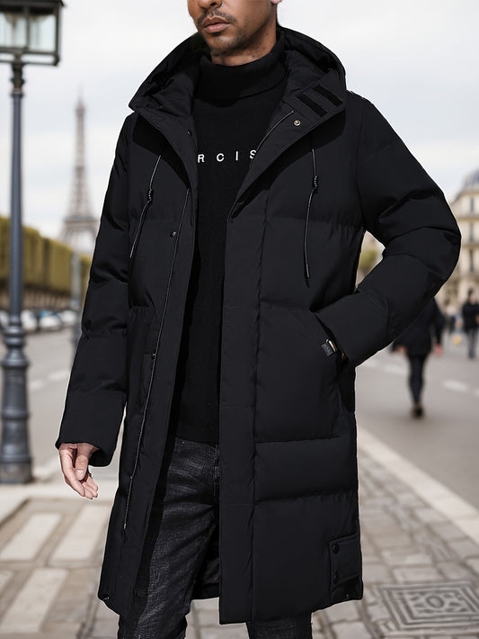 Chaqueta de invierno negra acolchada con capucha para hombre | Perfecta para actividades al aire libre