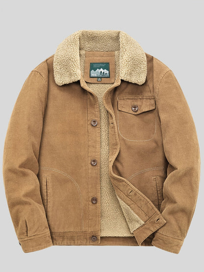 Chaqueta exterior de forro polar con botones, ligera y con bolsillo en el pecho para hombre | Perfecta para actividades al aire libre