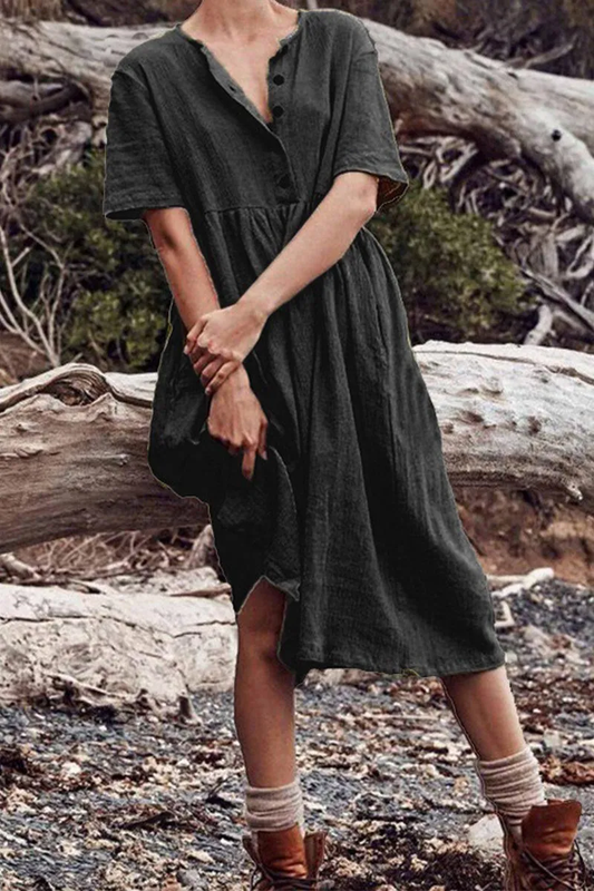 Vestidos patchwork casuales con cuello en O y línea A