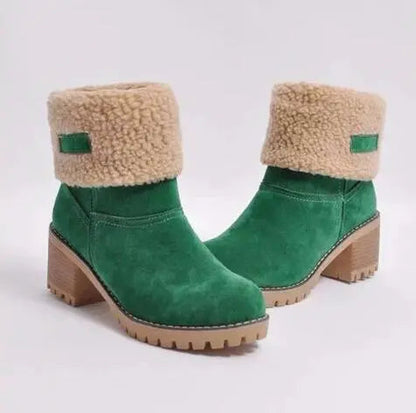 Botas de invierno para mujer con tacón bajo y estilo contemporáneo