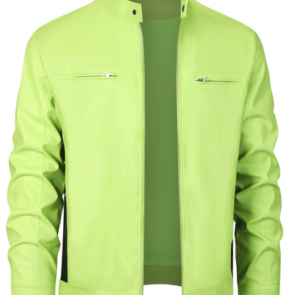 Ruben | Elegante chaqueta de cuero PU con bloques de color y diseño multi cremallera