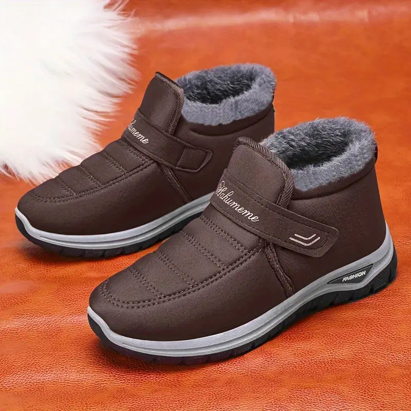 Botines casuales de invierno para mujer con cierre de velcro