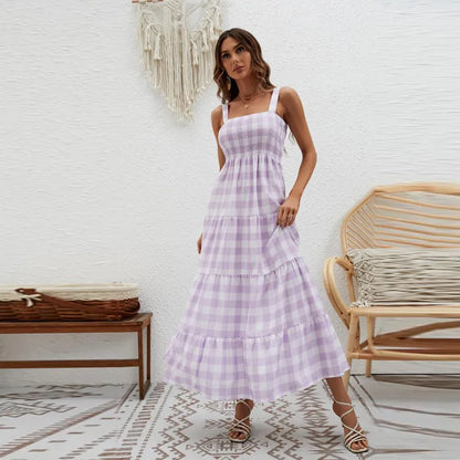Vestido con estampado de cuadros