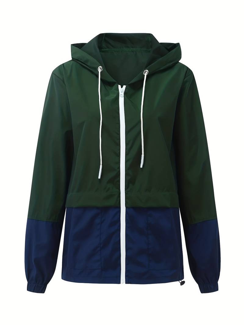 Colorido chubasquero informal impermeable con capucha para mujer | Perfecto para actividades al aire libre