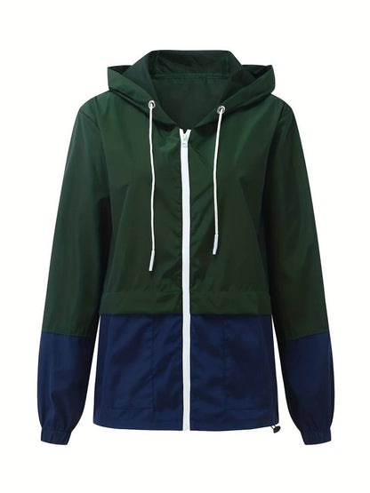 Colorido chubasquero informal impermeable con capucha para mujer | Perfecto para actividades al aire libre