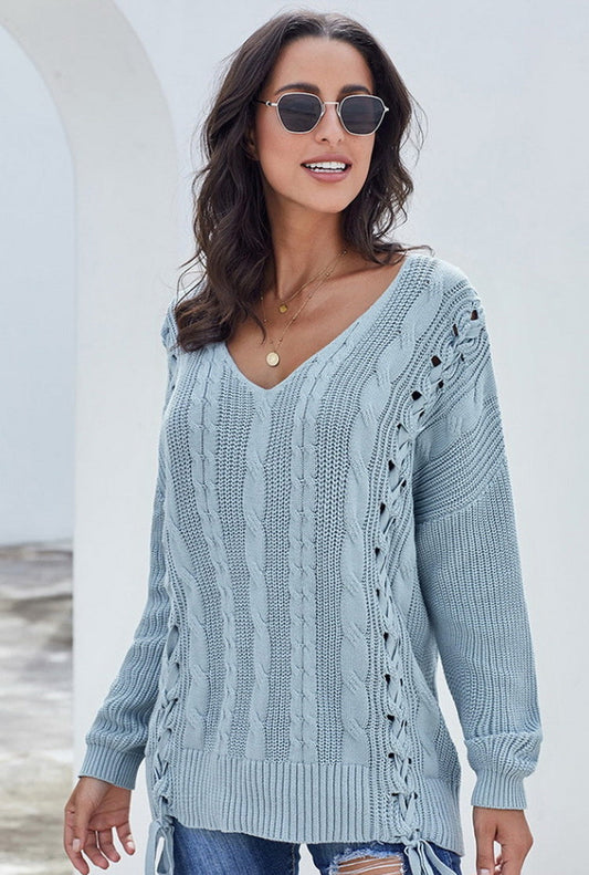 Jersey de punto para mujer con lazos